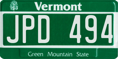 VT license plate JPD494