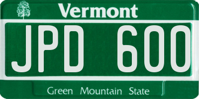 VT license plate JPD600