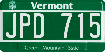 VT license plate JPD715