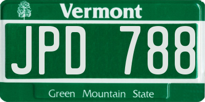 VT license plate JPD788
