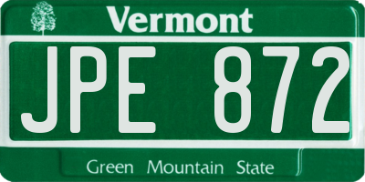 VT license plate JPE872