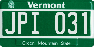 VT license plate JPI031