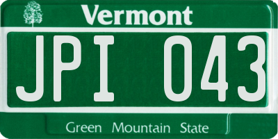 VT license plate JPI043