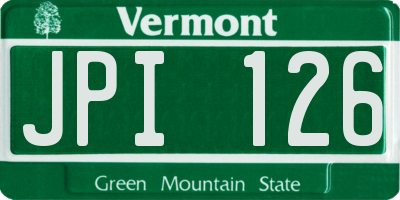VT license plate JPI126