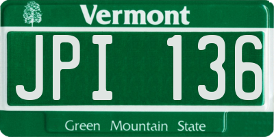 VT license plate JPI136