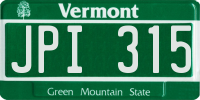 VT license plate JPI315