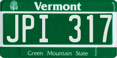 VT license plate JPI317