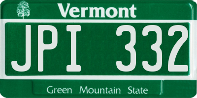 VT license plate JPI332