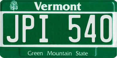 VT license plate JPI540