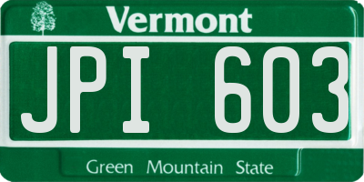 VT license plate JPI603