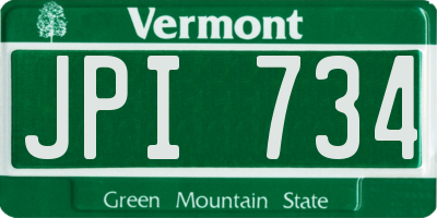VT license plate JPI734