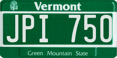 VT license plate JPI750