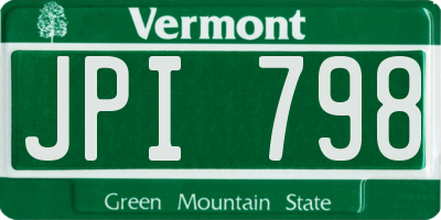 VT license plate JPI798