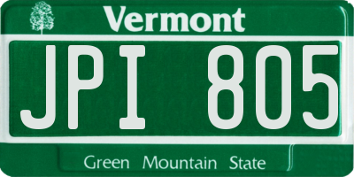 VT license plate JPI805
