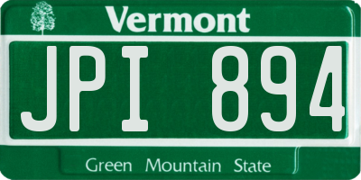 VT license plate JPI894