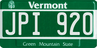 VT license plate JPI920