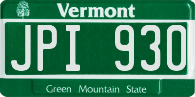 VT license plate JPI930