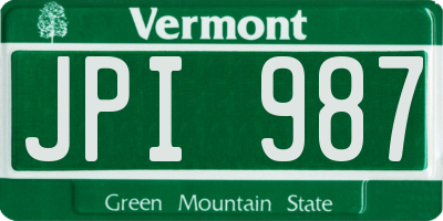 VT license plate JPI987