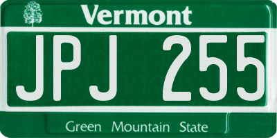 VT license plate JPJ255