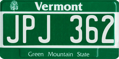 VT license plate JPJ362
