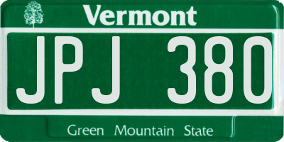 VT license plate JPJ380