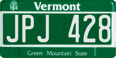 VT license plate JPJ428