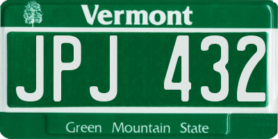VT license plate JPJ432