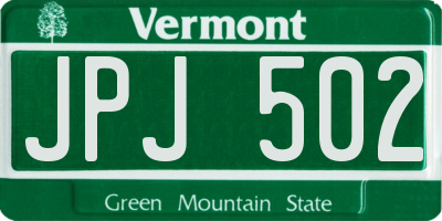 VT license plate JPJ502