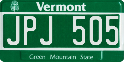VT license plate JPJ505