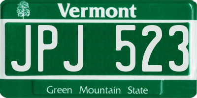 VT license plate JPJ523