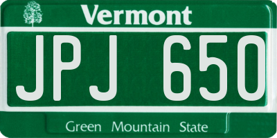 VT license plate JPJ650