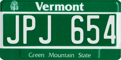 VT license plate JPJ654