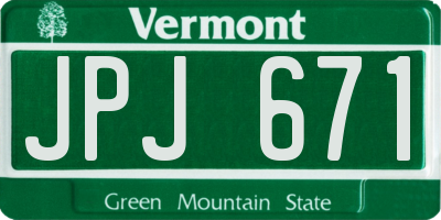 VT license plate JPJ671