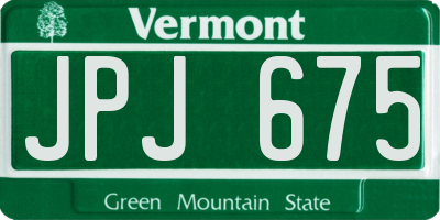 VT license plate JPJ675