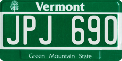 VT license plate JPJ690