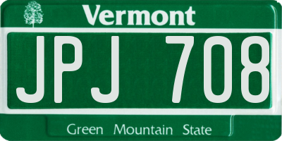 VT license plate JPJ708
