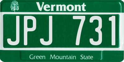 VT license plate JPJ731