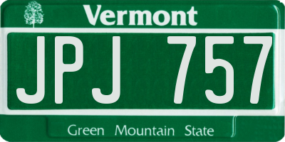 VT license plate JPJ757