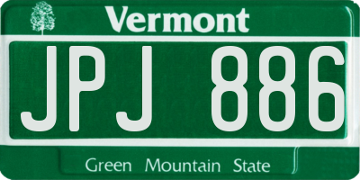 VT license plate JPJ886