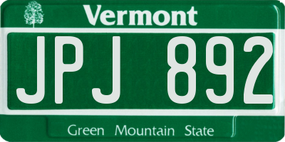 VT license plate JPJ892