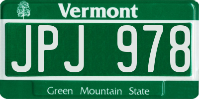 VT license plate JPJ978