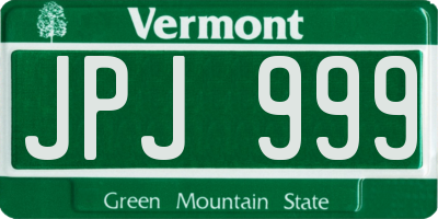VT license plate JPJ999