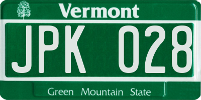 VT license plate JPK028