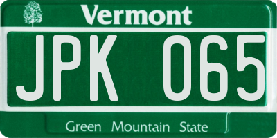 VT license plate JPK065
