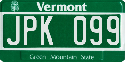 VT license plate JPK099