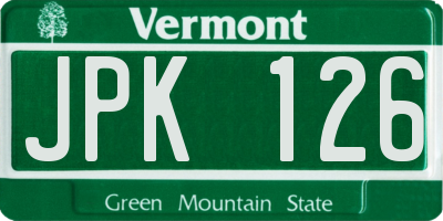 VT license plate JPK126