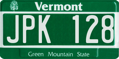 VT license plate JPK128