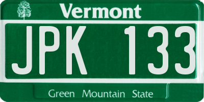 VT license plate JPK133