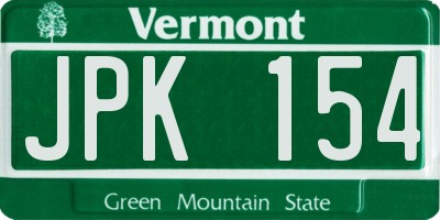 VT license plate JPK154