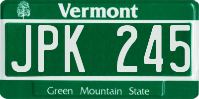 VT license plate JPK245